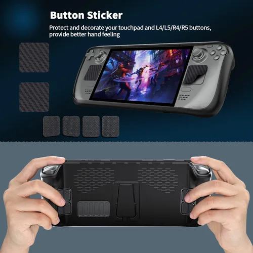 Vista 3 de Wedorat Protective Case for Steam Deck with Small Stand, Silicone Soft Cover Protector, Shockproof Anti-Scratch Anti-Collision Accessories Skin