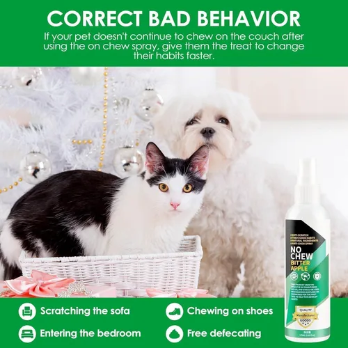 Vista 8 de Spray de manzana amarga para perros para dejar de masticar, 5.9 fl oz, espray antimasticable para perros, spray disuasorio natural para perros