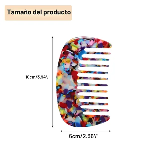 Vista 4 de VOCOSTE Peine de Dientes Anchos para Mujeres - Tamaño de Bolsillo Antiestático para Cabello Grueso y Rizado, Peine Mini de Viaje para Cabello Húmedo