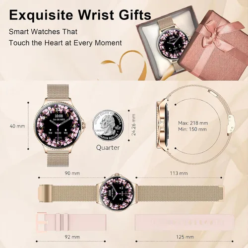 Vista 7 de Efolen Relojes inteligentes para mujer, responder/hacer llamadas, reloj inteligente de 1.27 pulgadas para monitor de frecuencia cardíaca, monitor