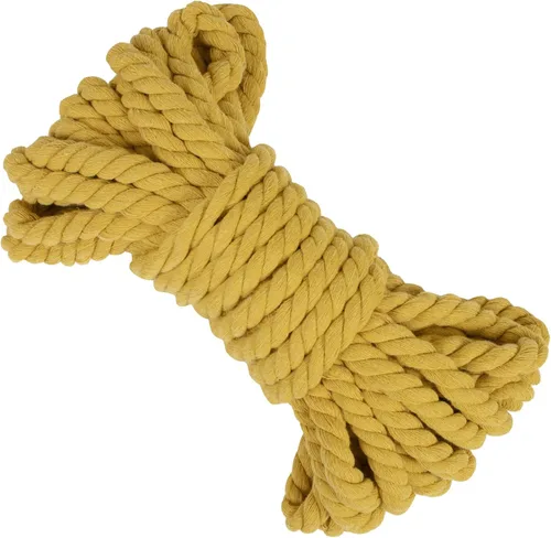 Vista 19 de Cuerda de macramé gruesa de 0.315 in x 32.8 pies, cuerda de algodón trenzada de algodón natural, 3 capas para colgar en la pared, para colgar