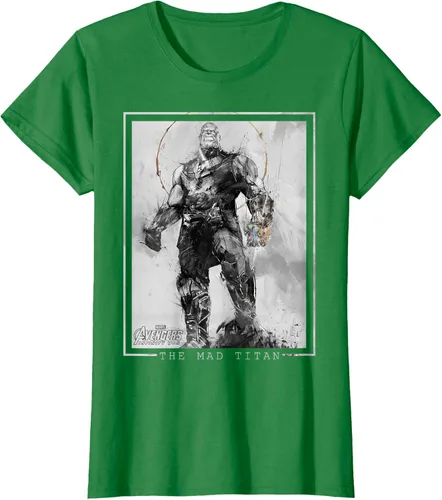 Vista 33 de Marvel Avengers Infinity War Thanos Sketch Graphic Camiseta Negro