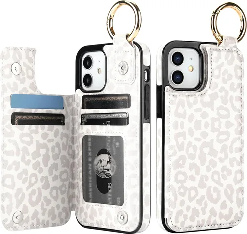 Vista 16 de HAOPINSH Funda tipo cartera para iPhone 12/12 Pro - Bandera americana Girasol, tarjetero, cuero sintético, soporte, cierre magnético doble, a prueba