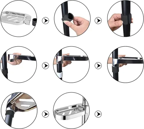 Vista 3 de Barra de ducha ajustable ABS con clip para baño, jabonera