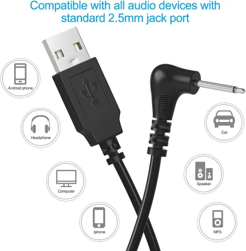 Vista 4 de SCOVEE Cable de carga de CC, cable de carga USB, reemplazo del cable de cargador USB DC de 0.098 in, cable de carga rápida USB DC, cable de cargador