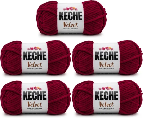 Vista 137 de Keche Hilo para ganchillo, hilo de terciopelo, chenilla suave, manta de bebé voluminosa amigurumi Yarn 3.53 oz (132 yardas) - Arona