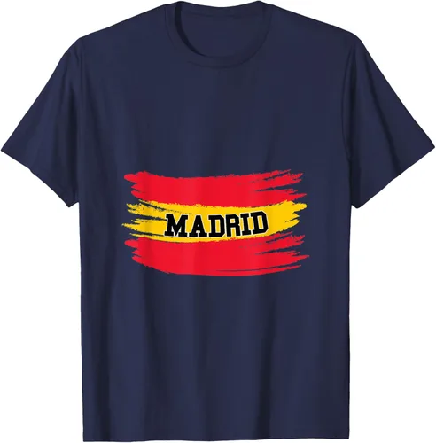 Vista 21 de Camiseta familiar de España Madrid con bandera española envejecida, Negro