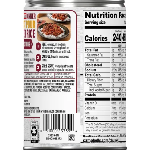 Vista 3 de Sopa en lata Campbell’s Chunky de chili con frijoles, lata de 16.5 oz