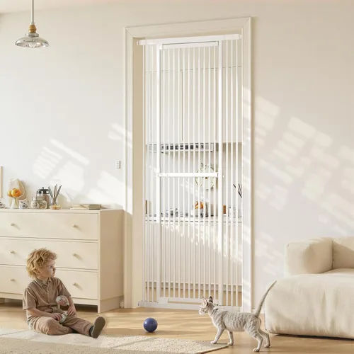Vista 9 de Gardner Pet Puerta para gatos extra alta de 51"-87" para entrada, puerta para bebés amplia y ajustable de 27.56"-37", incluye 4 kits de extensión