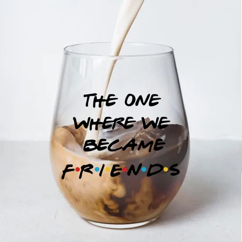 Vista 3 de Perfectinsoy The One Where We Became Friends - Caja de regalo de copa de vino, regalos de amistad para mujeres, copa de vino de amistad, regalo