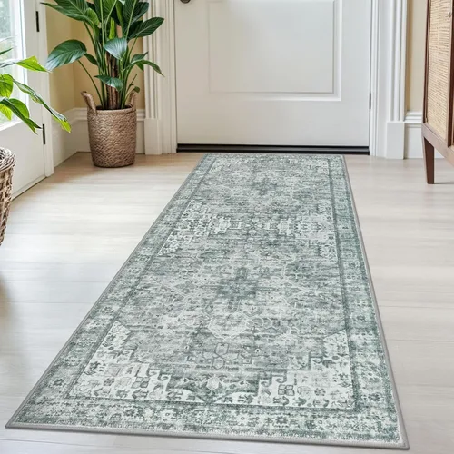 Vista 32 de SIILOOM Alfombra lavable de 2 x 3 pies, alfombra suave color taupe ceniza para entrada, tapete antideslizante para puerta de interior, tapete