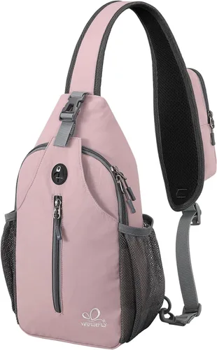 Vista 19 de Waterfly - Mochila cruzada tipo bandolera para viajes y caminatas, bolsa de pecho, Gris, talla única
