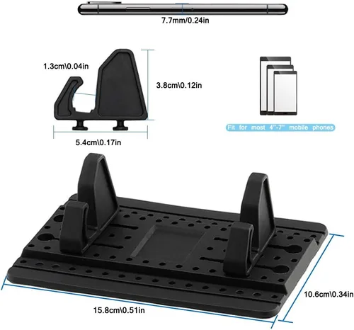 Vista 3 de FineGood Soporte de teléfono para coche con cepillo de ventilación de aire, soporte universal de silicona para teléfono celular para automóvil