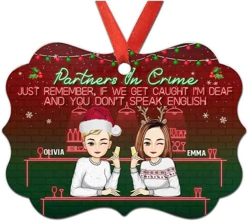Vista 28 de Adorno personalizado con texto en inglés «Best Friend are Hard to Find Because The Very Best is Already Mine», adorno de Navidad personalizado 2023