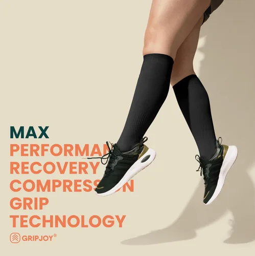 Vista 5 de Gripjoy Compression Socks with Grips, 15-20mmHg, Support & Stability for Circulation, Travel, Pregnancy, Nurses negro (2 pares)