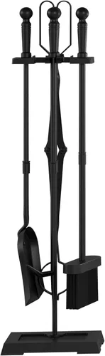 Vista 8 de Kingson Juego de herramientas para chimenea, 5 piezas, para interiores y exteriores, juego de póquer resistente con mango ergonómico