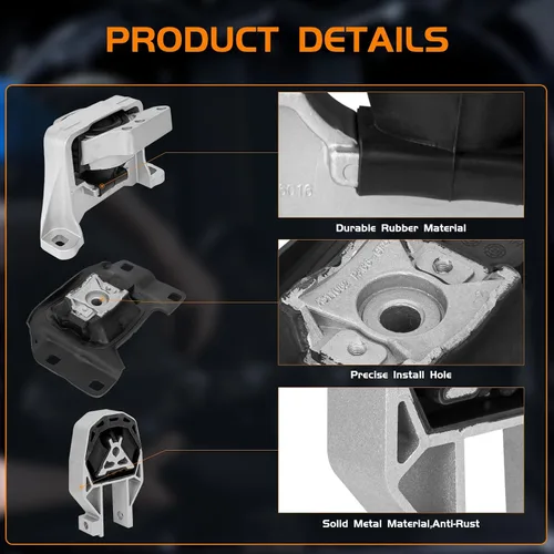 Vista 4 de Juego de 3 piezas de motor y montaje de transmisión compatible con Ford Escape 2013 2014 2015 2016, Transit Connect 2014-2021 2.0L 2.5L Motor