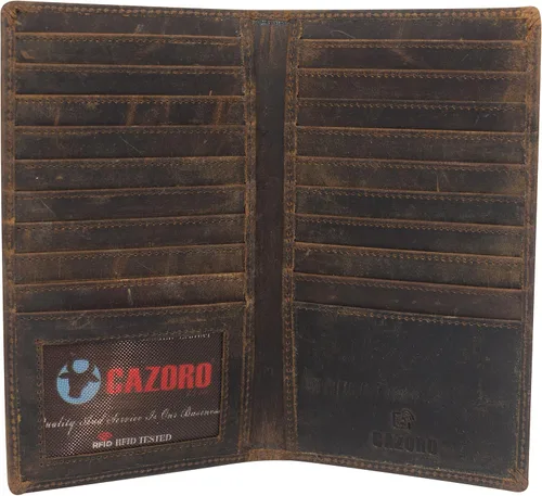 Vista 17 de Marshal Billetera de Cuero Bifold con Bloqueo RFID para Hombres y Mujeres Soporte de Cuero Genuino con 19 Ranuras, 2 Compartimentos para Billetes