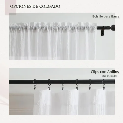 Vista 6 de Anpark Cortinas traslúcidas blancas elegantes de 96 pulgadas de largo para dormitorio, sala de estar, cortinas semitransparentes con textura