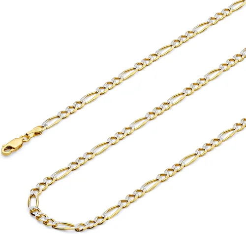 Vista 13 de Wellingsale Cadenas Figaro de oro macizo de 14 quilates (opciones seleccionadas)