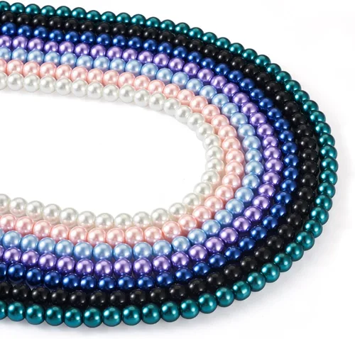 Vista 24 de KISSITTY 105 unids/hebra Burly Wood Satin Luster Glass Round Pearl Spacer Bead Loose Beads 0.315 in para bricolaje joyería artesanía 31.4