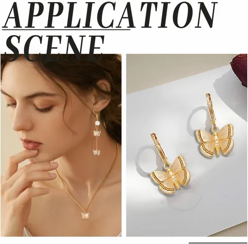 Vista 6 de BENECREAT Colgantes de latón chapado en oro de 18 quilates para collar y aretes, Latón, Latón