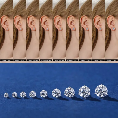 Vista 6 de MOOSEA Christmas Jewelry Gifts - Martini Moissanite Earrings for Women Men, 0.2-4 ct Round D Color VVS1 Clarity Lab Created Earring 925 Sterling