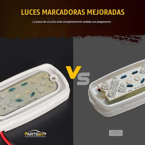 Vista 6 de Partsam 10x luz de marcador LED de doble burbuja ojo de tigre, [aprobada por DOT] 2x4 rectangular ámbar 10 LED para remolque, RV, camioneta, luces