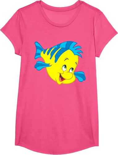 Vista 66 de Disney Camiseta de disfraz de cara grande de la Sirenita Flounder Sidekick