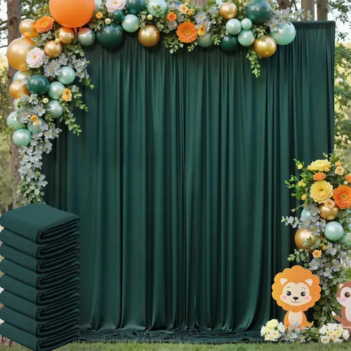 Vista 25 de Cortina de fondo de 20 pies × 8 pies sin arrugas azul bebé para fiesta de cumpleaños de niño, 4 paneles de 5 × 8 pies de poliéster azul suave