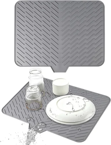 Vista 12 de Black Silicon Dish Drying Mat for Kitchen Counters 15.7” x 11.8” Negro