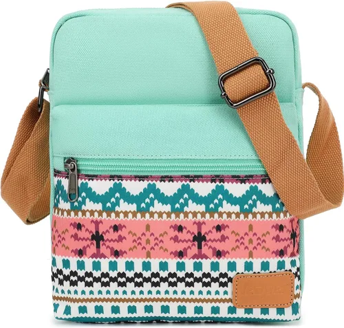 Vista 29 de Leaper - Juego de estuche y cartera bandolera de lona para niñas y mujeres A-verde azulado-r