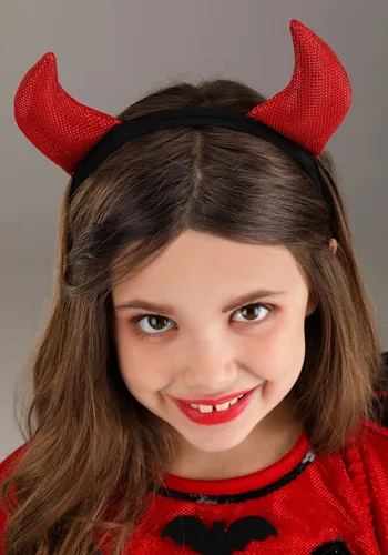 Vista 6 de Disfraz de diablo brillante para niña, Rojo
