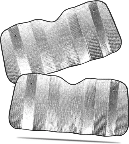 Vista 8 de ZONETECH Parasol plegable plateado para automóvil, protector solar reflectante metálico de acordeón de alta calidad