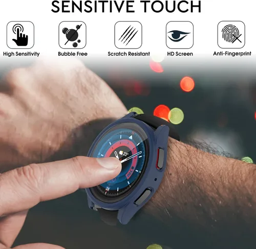Vista 4 de Paquete de 12+4 Fundas para Samsung Galaxy Watch FE/5/4 de 40 mm con Protector de Pantalla de Vidrio Templado, Funda Protectora Resistente a