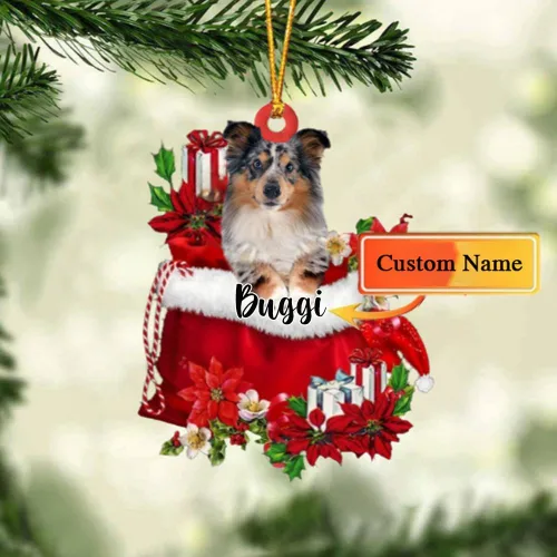 Vista 114 de Perro Akita Inu personalizado en bolsa de regalo, adorno de Navidad, nombre personalizado, regalo para amantes de los perros, familia, Navidad