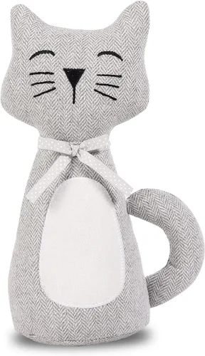 Vista 13 de Lindo tope de puerta decorativo para el hogar y la oficina, topes de puerta de piso, protectores de pared pesados de tela con peso animal, gato café