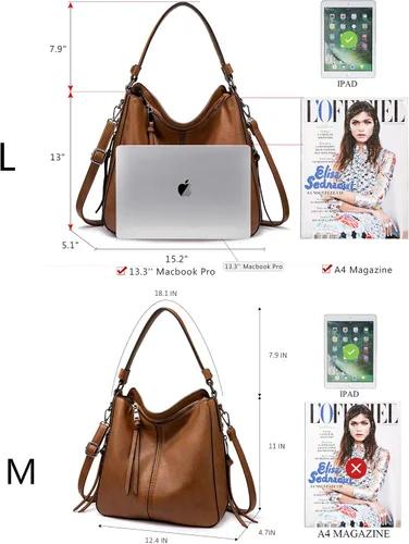 Vista 4 de Realer - Bolsa hobo para mujer grande cruzada al hombro