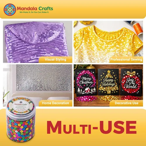 Vista 5 de Mandala Crafts 20000 AB - Lentejuelas iridiscentes para coser y bordar, paillettes redondas de 0.236 in a granel, lentejuelas decorativas brillantes