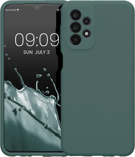 Vista 5 de kwmobile Funda compatible con Samsung Galaxy A23 4G / 5G - Funda delgada de silicona TPU - Acabado suave al tacto - Verde musgo