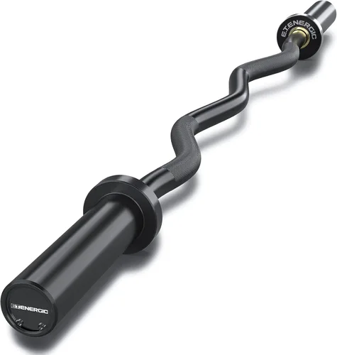 Vista 12 de 47” Solid Steel Olympic Curl Bars, 700LB Oro y negro-capacidad de 700 libras