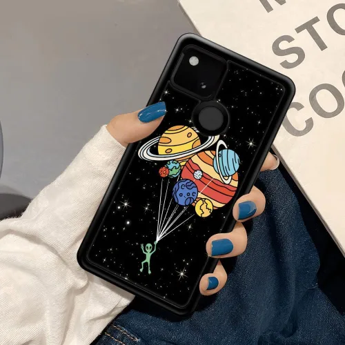 Vista 7 de Funda compatible con Google Pixel 4A 5G, sistema solar de globo alienígena, diseño de patrón increíble, a prueba de golpes, antiarañazos, carcasa