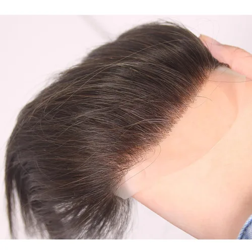 Vista 3 de Voloria Tupé de cabello humano 100 % de piel sintética para hombre, peluca frontal para retroceso, sistemas de reemplazo de línea capilar natural