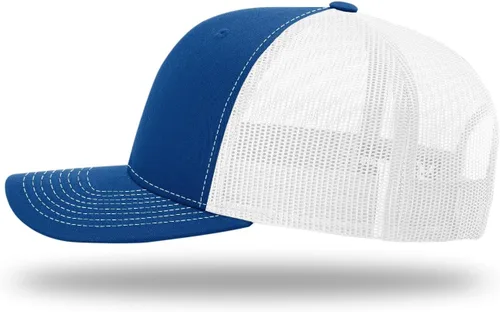 Vista 3 de Richardson 112 Gorra de Camionero - Gorra Snapback Ajustable Premium - Gorras Richardson en Blanco de Seis Paneles Estructurados Azul rey/blanco