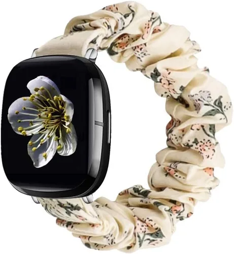 Vista 4 de GTHY Compatible con bandas Fitbit Sense/Versa 3/Versa 4/Sense 2, para mujeres, correas de repuesto de tela de coletero, accesorios, talla L
