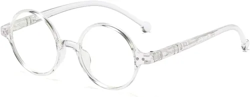 Vista 7 de JOVAKIT Lentes de bloqueo de luz azul redondos retro para mujeres y hombres, estilo literario vintage, sin receta