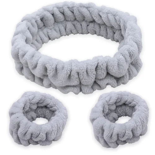 Vista 11 de FROG SAC Diadema de Spa Esponjosa y Muñequeras para Lavado Facial, Diademas Suaves para Cuidado de la Piel para Mujeres, Accesorios Suaves