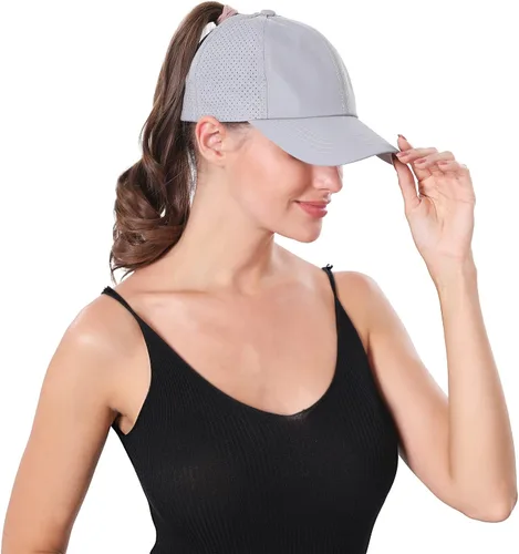 Vista 4 de Gorras de béisbol ajustables para mujer, diseño de moño desordenado, gorra de camionero