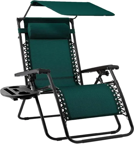 Vista 20 de Sillón plegable de gravedad cero para patio, con toldo ajustable y reposacabezas Amatista púrpura