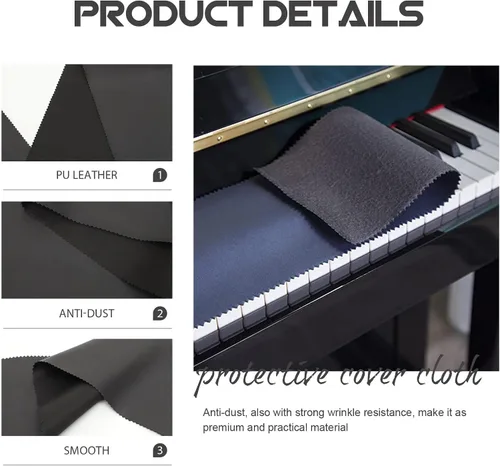Vista 5 de PU Piano Keyboard Cloth Protector for Upright Pianos and Keyboards